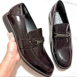 NEW Calvin Klein Dale Chocolate Patent Moc Toe Dress Shoes mens size 11